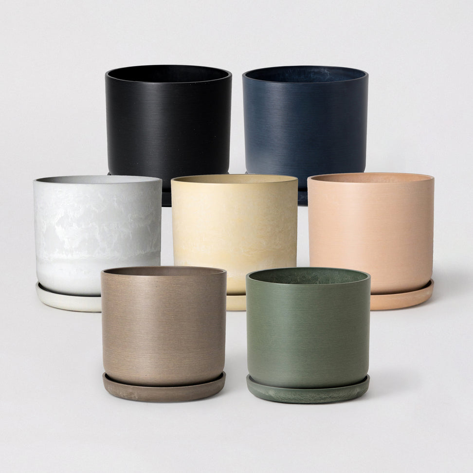 9” Signature Stone Planter & Saucer | Earth Tones