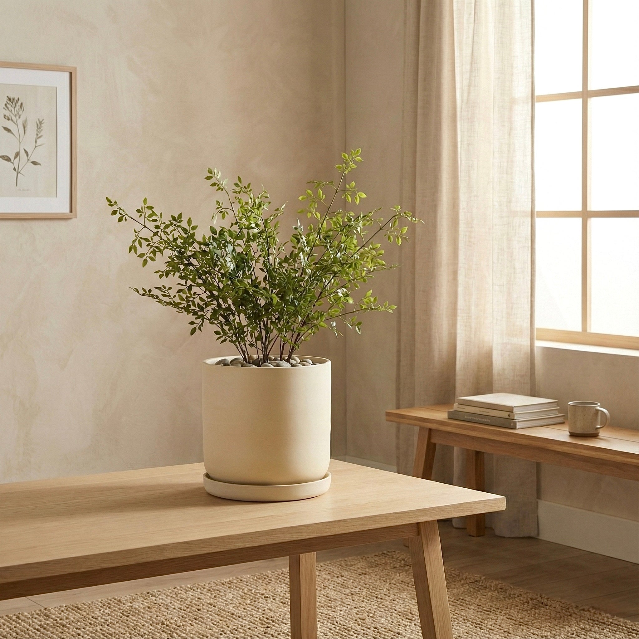 9” Signature Stone Planter & Saucer | Earth Tones