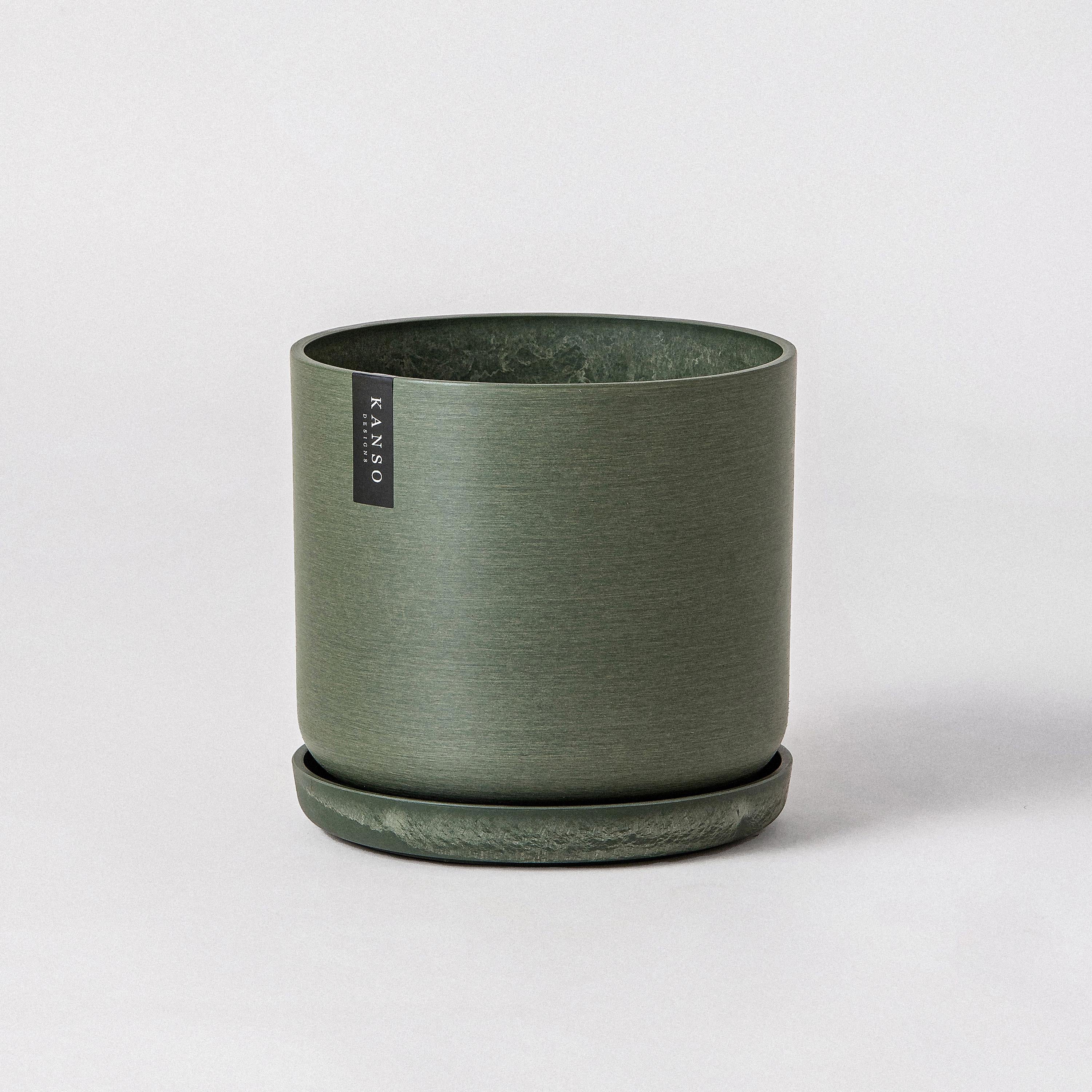 9” Signature Stone Planter & Saucer | Earth Tones