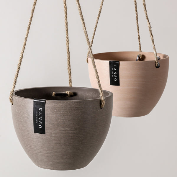 kanso hanging planter 8" or 12" Signature Stone Hanging Planter with Drainage 8 inch / White Stone